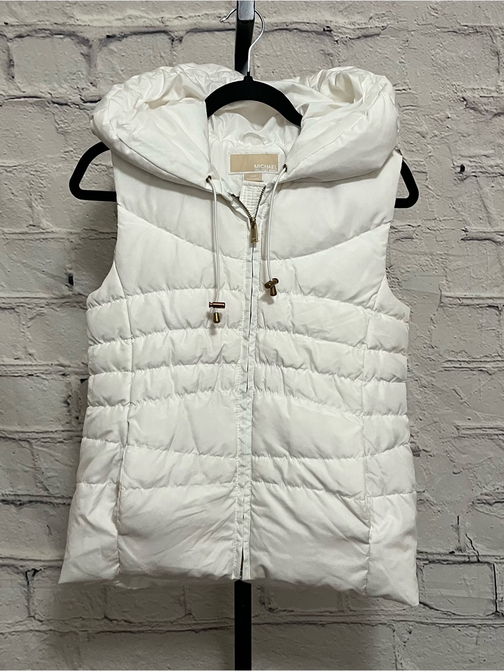 Michael Kors White Quilted Hooded Puffer Vest